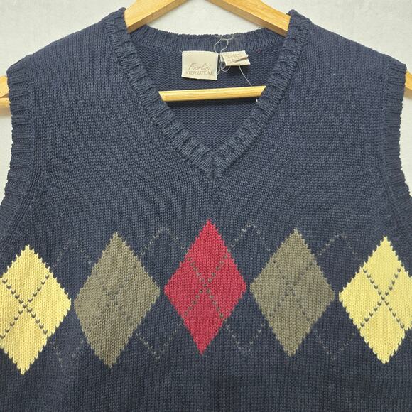 NWT Fiorelini Womens Vintage 90s Y2K Academia Preppy Knit Argyle Sweater Vest M - Picture 2 of 8